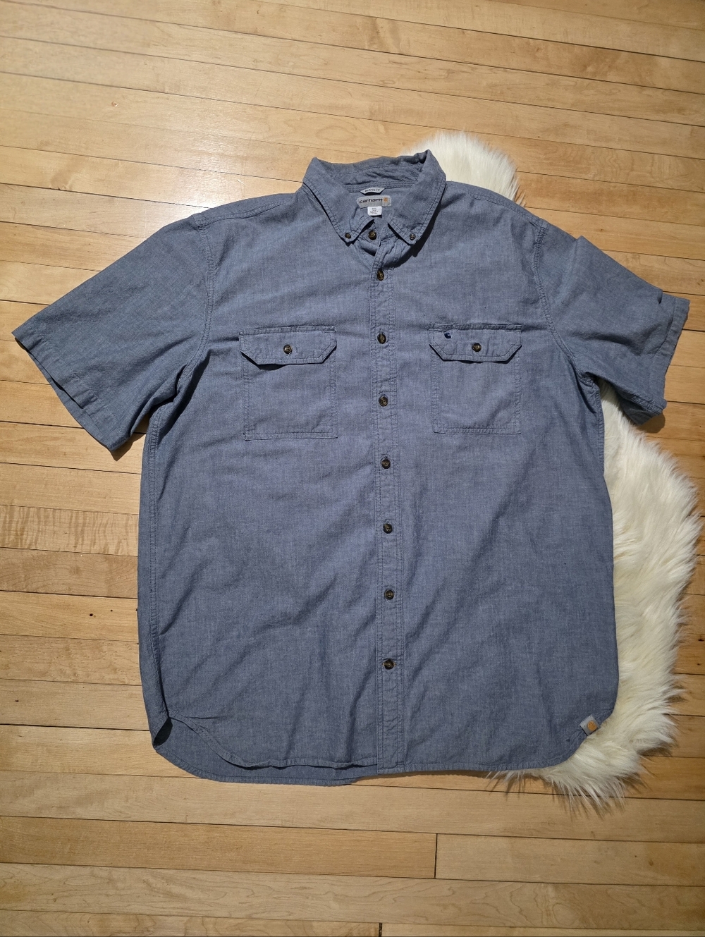 Carhartt Shirt Mens 2XLarge Tall Relaxed Fit Chambray Button-Up Workwear Pockets